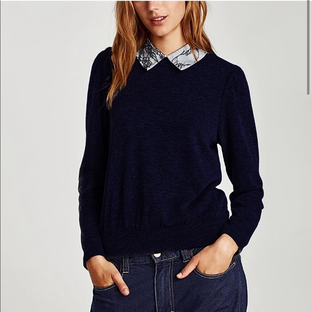 Zara lace collared sweater